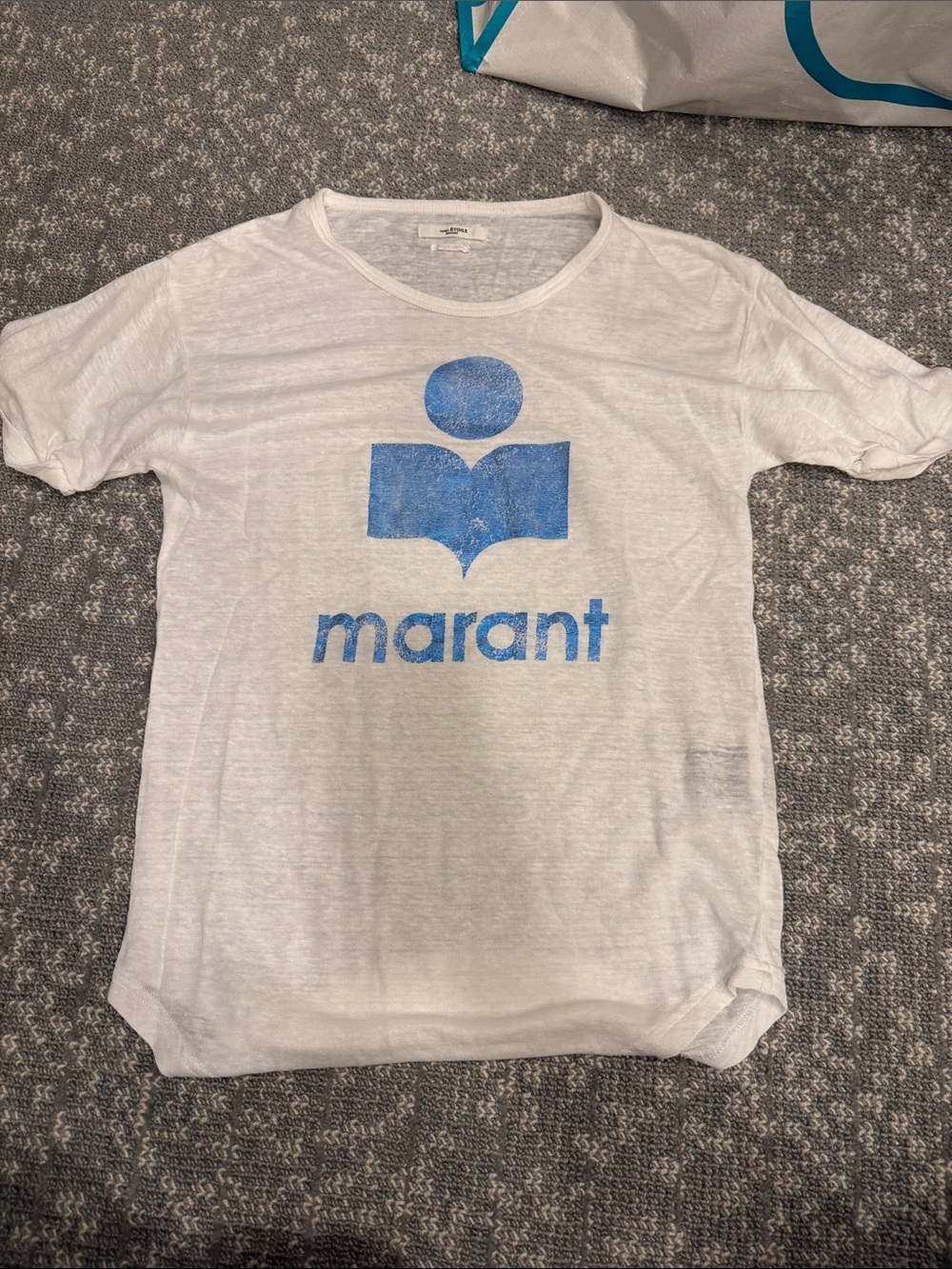 Isabel Marant Kids White Tee with Blue Logo
